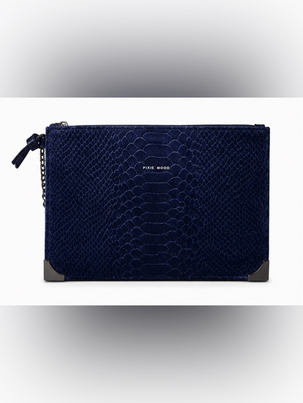 Pixie Mood Navy Embossed Snake-Texture Purse